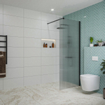 Fortifura Galeria Douche à l'italienne - 80x200cm - verre nervuré - Noir mat SW876964