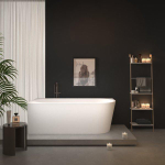 ZEZA Grand Baignoire semi-îlot d'angle - gauche - 180x80x58cm - avec une bonde- acrylique - blanc brillant SW1030592