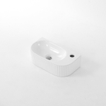 QeramiQ Blend Fontaine - 40x22x12cm - rainuré - semi-circulaire - trou de robinet à droite - céramique - blanc brillant SW1522208