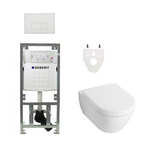 Villeroy Boch Subway 2.0 DirectFlush Toiletset - geberit reservoir - bedieningsplaat rechthoekige knoppen - softclose - wit SW791649