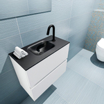 MONDIAZ ADA Meuble WC - 60x30x50cm - 1 trou de robinet - 2 tiroirs - talc mat - lavabo centré - Solid surface - Noir SW472833
