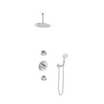 Hotbath Get Together set encastrable douche thermostatique complet Laddy R avec 2 robinets d'arrêt IBS2 chrome douchette 3 jets avec bras pour plafond 15cm diamètre douche de tête 25cm SW18385