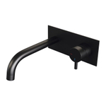 BRAUER Black Edition Wastafelmengkraan inbouw - gebogen uitloop links - hendel kort smal - inclusief inbouwdeel - afdekplaat - model B 1 - mat zwart SW385404