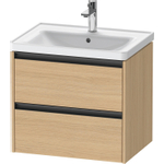 Duravit Ketho.2 Wastafelonderbouwkast - met 2 laden - 63.4x45.5x54.9cm - met grepen antraciet - natuur eiken mat SW772012