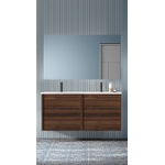Saniclass Prime Essential Meuble de salle de bain - 120x55x46cm - 2 vasques ovales blanc - 2 trous de robinet - 4 tiroirs - miroir rectangulaire - noyer (hout) SW925131