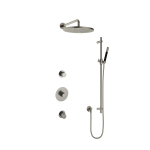 Hotbath Cobber Ensemble de douche de tête encastré IBS20 - bras mural 35 cm - douche de tête ronde 30 cm - douchette barre - barre de douche - nickel brossé SW440437