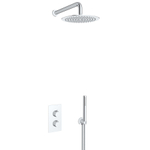 Fortifura Calvi Ensemble de douche pluie encastrable - thermostatique - bras mural - pommeau 25cm - douchette stick - flexible en métal - Chrome SW1233176