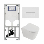 QeramiQ Dely Pack WC - 36,3x51,7cm - à fond creux - sans bride - réservoir encastré Geberit UP320 - abattant WC softclose 35 mm - plaque de déclenchement blanche mate - boutons rectangulaires - blanc mat SW1235386