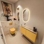 MONDIAZ TURE-DLUX Meuble salle de bain - 100cm - Ocher - EDEN - vasque Frappe - position gauche - sans trou de robinet SW1102862