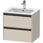 Duravit Ketho.2 Wastafelonderbouwkast - met 2 laden - 61x48x55cm - met grepen antraciet - taupe mat SW772282