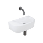 QeramiQ Fuente Ensemble de Lavabo - 40x21.5x12cm - lisse - demi-rond - céramique - ensemble de robinet gunmetal - bouchon de vidange - siphon abaissé - blanc mat SW1233115