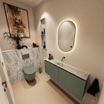 MONDIAZ TURE-DLUX Meuble toilette - 120cm - Army - EDEN - vasque Glace - position centrale - sans trou de robinet SW1103179