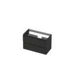 INK Wastafelonderkast - 80x40x52cm - 2 lades - greeploos - MDF lak - Mat Antraciet SB1241011