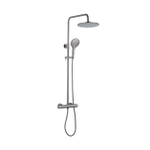 Fortifura Calvi Regendoucheset - thermostatisch - 25cm - hoofddouche - metalen slang - ronde handdouche - PVD - geborsteld gunmetal (antraciet) SW1204407