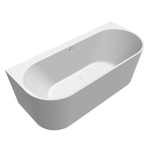 Villeroy & Boch Oberon 2.0 halfvrijstaand bad - 180x80cm Quaryl - inclusief afvoer /overloopcombinatie in chroom en - Stone White (mat wit) SW454200