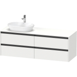 Duravit Ketho 2 meuble sous-lavabo avec plan de console avec 4 tiroirs pour vasque à gauche 160x55x56,8cm avec poignées anthracite blanc mat SW772890