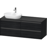 Duravit Ketho.2 Wastafelonderbouwkast - inclusief consoleplaat - met 4 laden - voor waskom links - 140x55x56.8cm - met handgrepen antraciet - eiken zwart mat SW771997
