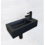 Wiesbaden Fonteinset Rhea S mini Ensemble fontaine avec vasque mini à droite, robinet, siphon et bouchon de vidange noir mat SW539019