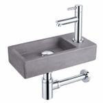 Fortifura Fuente fonteinset – rechthoekig – 40x22x8 cm – beton grijs – chromen kraan SW1111523