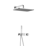 Hotbath Gal Complete doucheset inbouw - thermostatisch - 2 pushbuttons - 35cm wandarm - 27cm rechtoekige hoofddouche - staafhanddouche - chroom SW656420