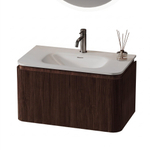 Royal Plaza Terra Edge Badkamermeubelset - 80x44.7x46cm - solid surface wastafel wit mat - 1 wasbak - 1 kraangat - 2 lades - kastanje (walnoot) SW1471909
