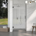 Fortifura Galeria Douchedeur - 80x200cm - 8mm - veiligheidsglas - ribbel - scharnieren - deurgreep - helder - mat helder glas (zwart) SW1212534