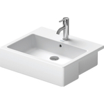 Duravit Vero Half inbouwwastafel - met kraangat - met overloop - 55x47cm - met wondergliss - inclusief bevestiging - wit 0300008