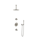 Hotbath Buddy IBS - Regendoucheset - 15cm plafondarm - 25cm ronde hoofddouche - staafhanddouche - get together complete thermostatische - geborsteld nikkel (RVS) SW158536