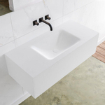 Mondiaz Lagom Meuble avec 1 tiroir 100x30x45cm vasque Cloud central sans trous de robinet Solid Surface Talc SW408963