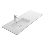 Thebalux Type Slimline wastafel 121x46x2cm 1 kraangat met 1 wasbak links Rechthoek keramiek wit glans SW717324