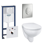 Grohe Bau Céramique Pack WC sans bride et à fond creux avec bâti-support et plaque de commande blanc SW568393