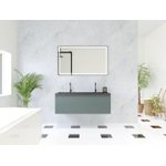 HR Matrix ensemble de meubles de salle de bain 3d 120cm 1 tiroir sans poignée avec bandeau de poignée couleur pétrole mat avec lavabo djazz 2 trous de robinetterie noir mat SW857112