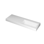 INK Momento lavabo - 140x45x9cm - 1 bassin à droite - 0 trous de robinet - polystone blanc brillant SW798349