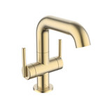 Crosswater 3ONE6 Robinet de lavabo - montage en surface - 2 poignées - 18,5 cm - acier inoxydable laiton brossé SW927935