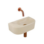 QeramiQ Fuente fonteinset – halfrond – 40x21.5x12 cm – keramiek beige – geborsteld koperen kraan SW1233125
