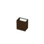 INK Wastafelonderkast - 60x45x65cm - 2 lades - greeploos - met houten keerlijst - MFC - Koper eiken SW693042