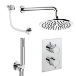 Crosswater MPRO Ensemble de douche de tête encastré - 2 poignées - vidage de baignoire - pomme de douche 20 cm - douchette à main - bras mural - chrome SW1472578