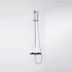 FortiFura Calvi Ensemble de douche barre curseur avec douchette stick, flexible en métal et robinet de douche Chrome SW811923
