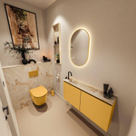 MONDIAZ TURE-DLUX Meuble toilette - 100cm - Ocher - EDEN - vasque Frappe - position gauche - 1 trou de robinet SW1102871