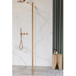 Fortifura Galeria zijwand - 30x200cm - helder - glas - 8mm - met hoekprofiel - PVD - geborsteld koper SW925295