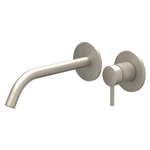 IVY Bond Wastafelmengkraan - 2-gats - met inbouwdeel - wandmontage - gebogen uitloop - coldstart - Geborsteld nickel PVD SW1235847