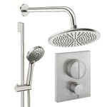 Crosswater MPRO ensemble de douche pluie encastré – douche de tête Ø 30 cm – douchette ronde – 2 leviers – inox brossé SW1472707