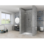 Van Rijn Products ST08 Nis Draaideur - 100x200cm - helder glas - dikte 8mm - 2 delig - muurprofiel - stabilisatiestang - RVS SW956353