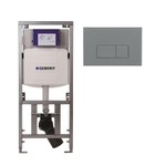 Geberit Inbouwreservoir UP320 met QeramiQ push bedieningsplaat - dualflush - rechthoekige knoppen - kunststof licht grijs SW1164330