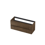 INK Wastafelonderkast - 120x45x52cm - 2 lades - greeploos - met houten keerlijst - MDF - Chocolate SW493848