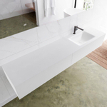 Mondiaz Lagom Meuble avec 2 tiroir 200x30x45cm vasque Cloud droite 1 trou de robinet Solid Surface Talc SW408974