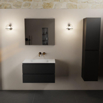 Mondiaz AIVY Ensemble de meuble - 80x45x50cm - 0 trous de robinet - 1 vasque Talc Solid surface - Centre - 2 tiroirs - avec miroir - MDF Urban SW892287