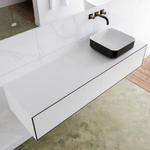 Mondiaz Lagom Meuble salle de bains 150x30.9x45cm Solid Surface Urban 2 tiroirs avec lavabo BINX vasque à poser Droite sans trous de robinet SW409293