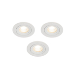 QAZQA Xena spot encastré - set de 3 - 8x8cm - IP44 - rond - blanc mat SW1209719