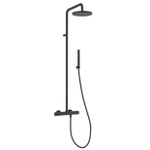 GO by Van Marcke Nero opbouw regendoucheset – thermostatisch – Ø25 cm hoofddouche – 2-standen handdouche – zwart mat SW369966